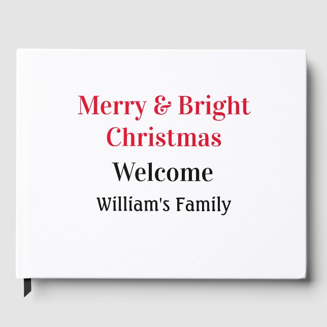 Livre D'or Merry Bright Christmas ajouter nom de famille bien (Recto)