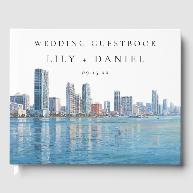 Livre D'or Miami Skyline Watercolor Wedding (Recto)