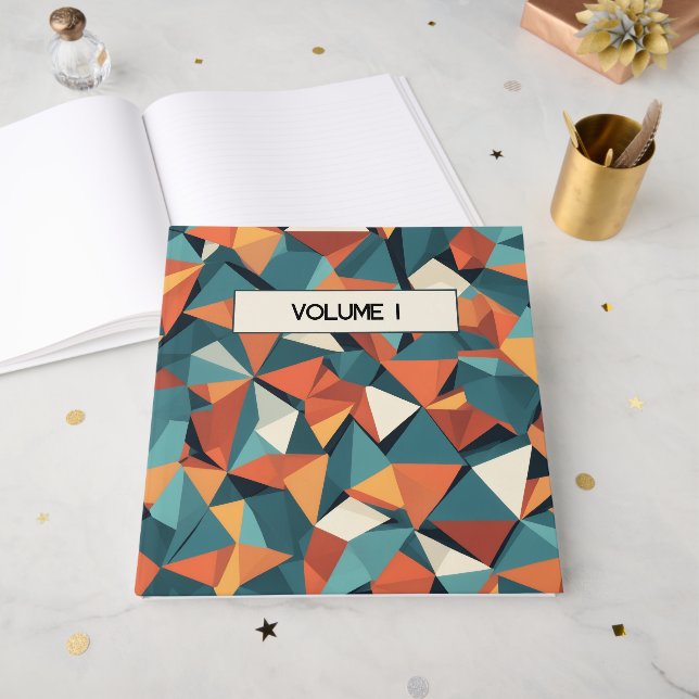 Livre D'or Mid-Century Geometric Teal & Orange | Custom Book (Recto ouvert)