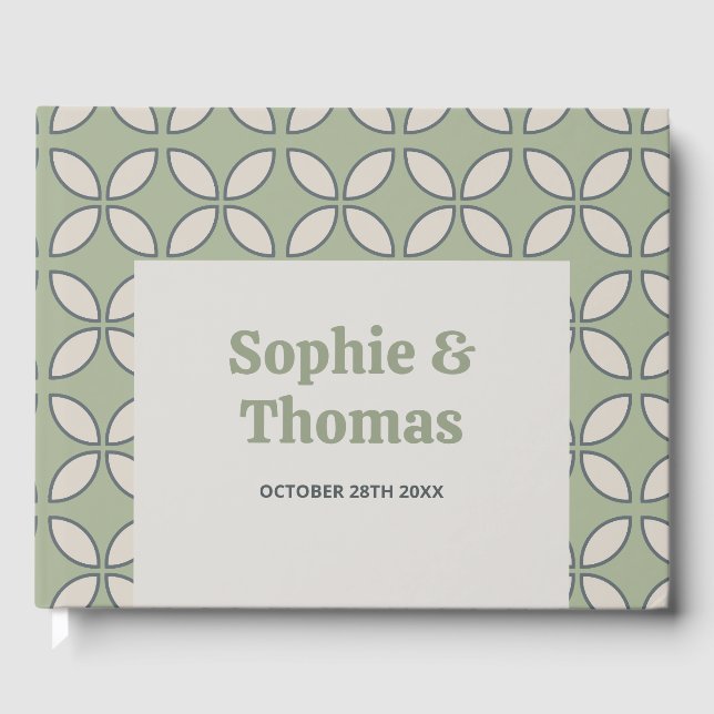 Livre D'or Mid Century Mod Retro Mariage Olive Green (Recto)