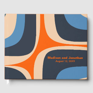 Livre D'or Mid Century Moderne Rétro Groove Bleu et orange