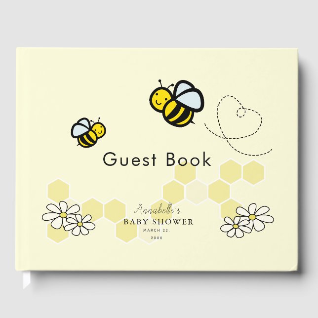 Livre D'or Miel / Bumble Bees & Daisies Baby shower Jaune (Recto)