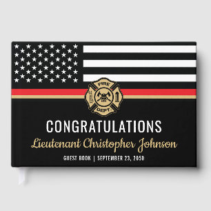 Livre D'or Mince Red Line Patriotic Firefighter Retirement