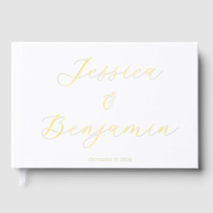 Livre D'or Mini Élégant Script Gold Foil personnalisé blanc