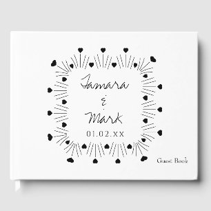 Livre D'or Mini-mains dessinées Coeurs Mariage Logo Script