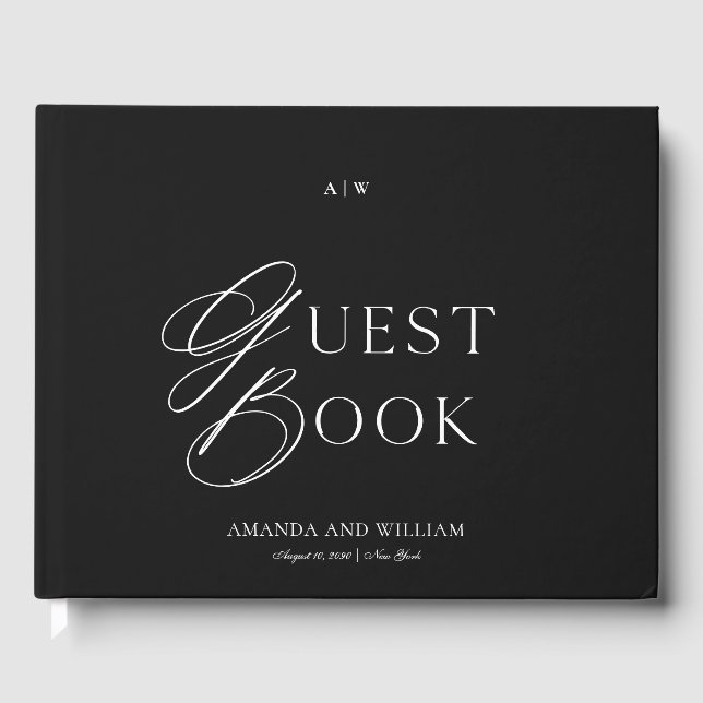 Livre D'or Minimal Black & White Wedding Guest Book (Recto)
