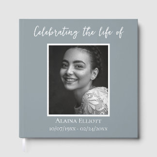 Livre D'or Minimal Celebration of Life Photo Custom Funeral 