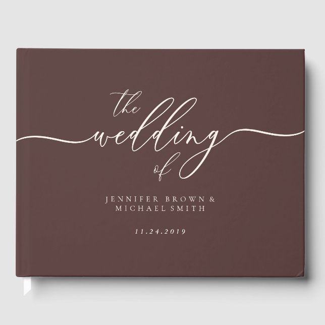 Livre D'or Minimal Modern Chocolate Brown Wedding Guest (Recto)