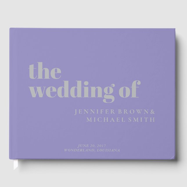Livre D'or Minimalist Lavender Silver Swash Wedding (Recto)