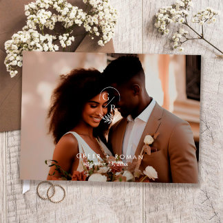 Livre D'or Minimalist Monogram Leaf Modern Photo Wedding 