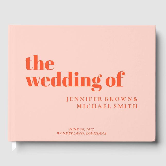 Livre D'or Minimalist Orange Pink Swash Wedding (Recto)