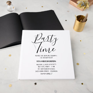 Livre D'or Minimalist Stylish Script Black & White Grad Party