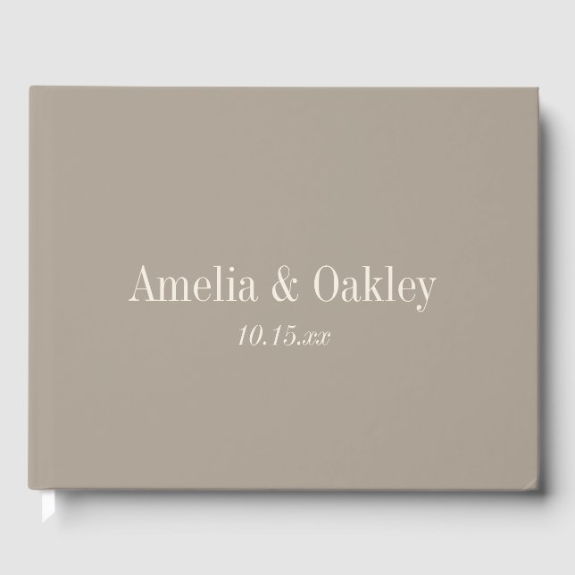Livre D'or Minimalist Taupe Brown Elegant Wedding Custom (Recto)