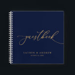 Livre d'or minimaliste bleu marine Mariage<br><div class="desc">Beau bleu marine avec tournesol jaune-or texte,  minimaliste livre d'or mariage. Entièrement personnalisable pour correspondre à votre thème mariage.</div>