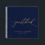 Livre d'or minimaliste bleu marine Mariage<br><div class="desc">Beau bleu marine avec tournesol jaune-or texte,  minimaliste livre d'or mariage. Entièrement personnalisable pour correspondre à votre thème mariage.</div>