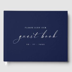 Livre d'or minimaliste bleu minuit pour mariages
