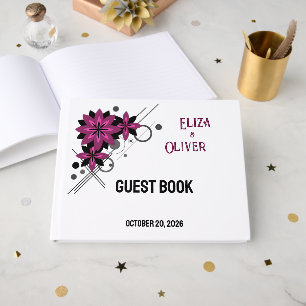 Livre D'or Minimaliste élégant moderne luxe floral bordeaux