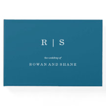 Livre d'or minimaliste et chic bleu | Bordure blan