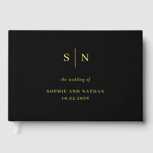 Livre D'or Minimaliste et Chic Mariage à feuille d'or noir
