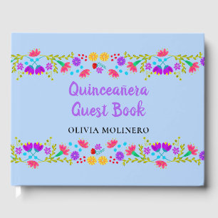 Livre D'or Mis Quince Anos Fleur Bleu Clair Quinceanera