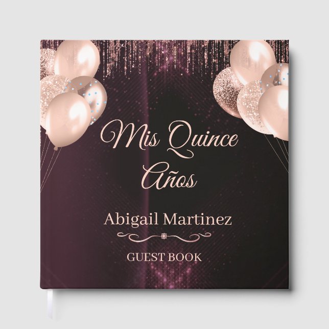 Livre D'or Mis Quince Años Guest Book | Elegant Green & Gold  (Recto)