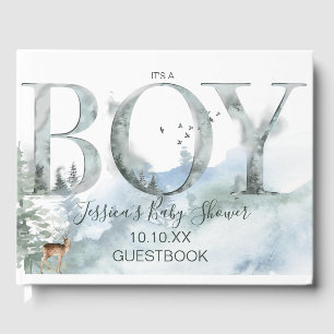 Livre D'or Misty Forest Woodland Country Deer Boy Baby shower