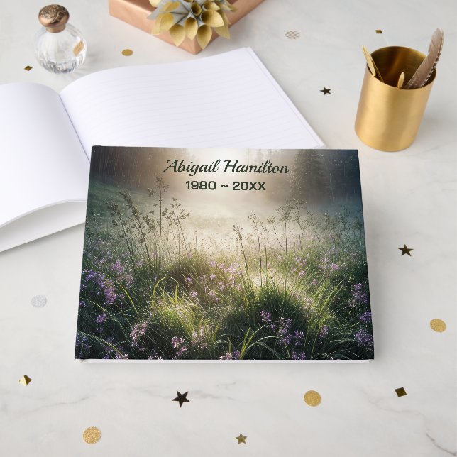 Livre D'or Misty Morning Meadow Avec Fleurs sauvages (Recto ouvert)