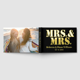 Livre D'or Mme et Mme noir feuille photo mariage lesbienne