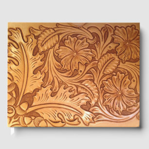 Livre D'or Mode cow-boy marron rustique cuir occidental