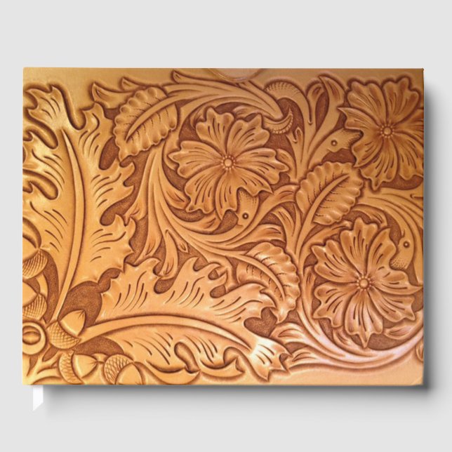 Livre D'or Mode cow-boy marron rustique cuir occidental (Recto)