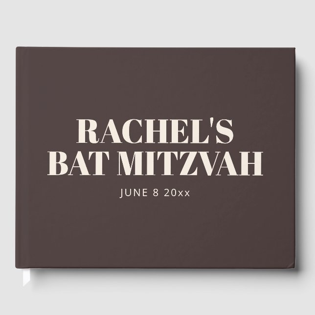 Livre D'or Modern Bat Mitzvah Brown Personalized Name Memory (Recto)