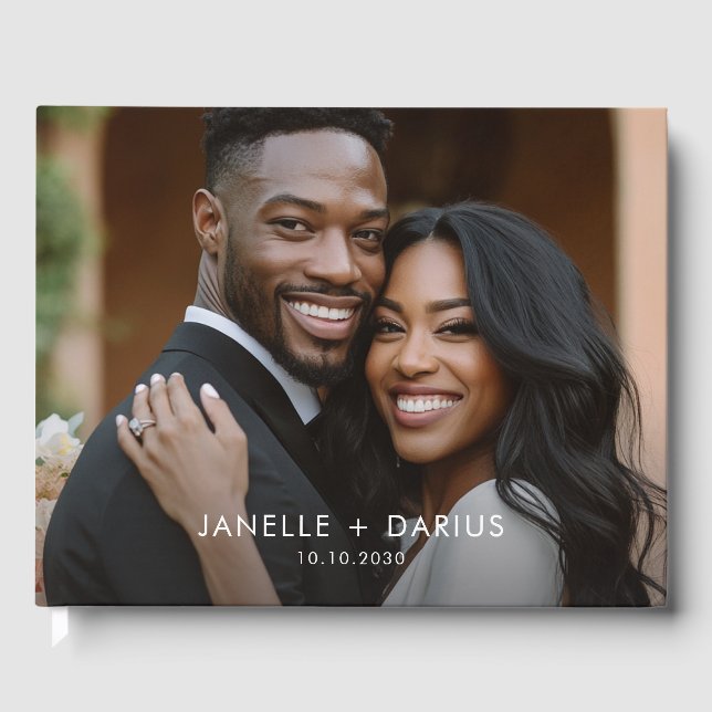 Livre D'or Modern Bride Groom Wedding Guest Book (Recto)