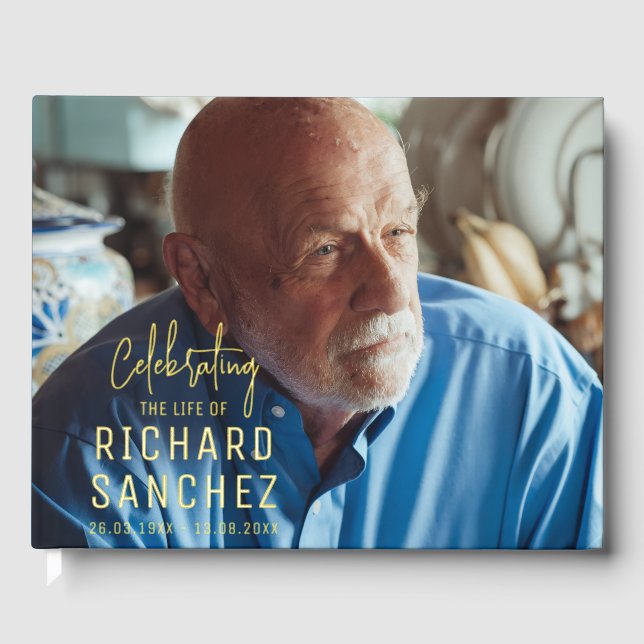 Livre D'or Modern Celebration Of Life Photo Funeral Memorial  (Recto)