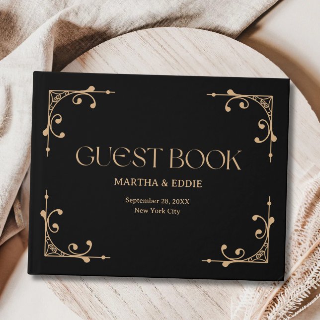 Livre D'or Modern Deco | Elegant Black and Gold Wedding (Créateur téléchargé)