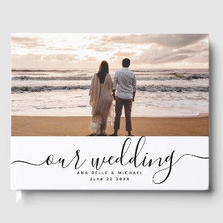 Livre D'or Modern Elegant Chic Handwritten Photo Wedding