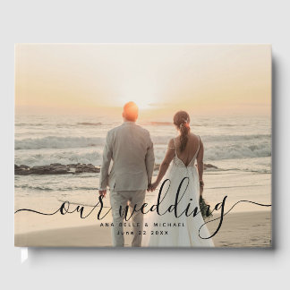 Livre D'or Modern Elegant Chic Handwritten Photo Wedding