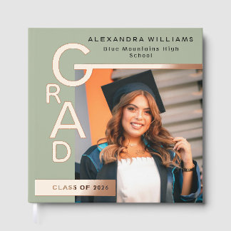 Livre D'or Modern Jade Graduation Photo Rose Gold
