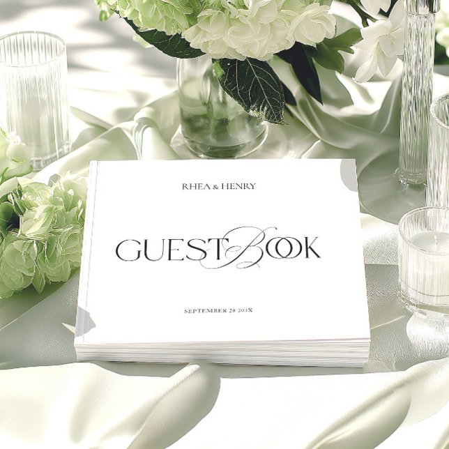 Livre D'or Modern Minimalist Black & White Wedding  (Modern Minimalist Black & White Wedding Guest Book)