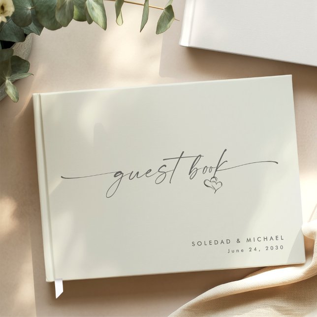 Livre D'or Modern Minimalist Heart Script Wedding  (Créateur téléchargé)