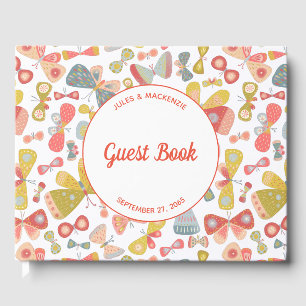 Livre D'or Modern Pastel Graphic Butterfly Pattern Wedding