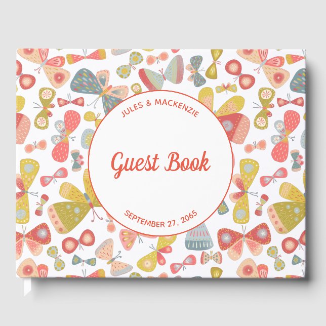 Livre D'or Modern Pastel Graphic Butterfly Pattern Wedding (Recto)