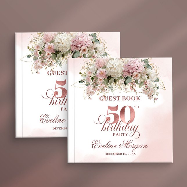 Livre D'or Modern Rose Gold Blush Floral 50th Guest Book (Modern Rose Gold Blush Floral 50th Guest Book)