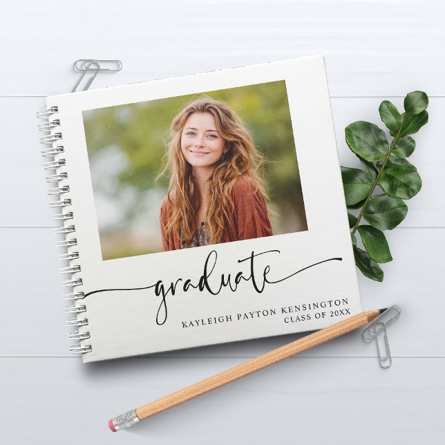 Livre d'or moderne avec photo (Modern Graduation Guest Book with Photo)