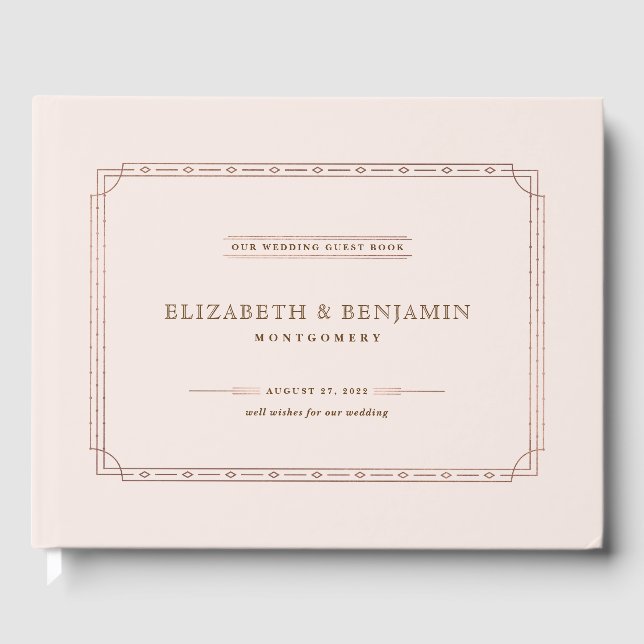 Livre D'or Moderne Elégant Art Déco Blush Rose or (Recto)