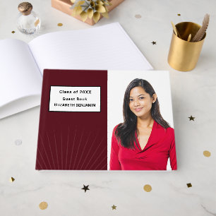 Livre D'or Moderne Elégant Graduation Photo Rouge Custom