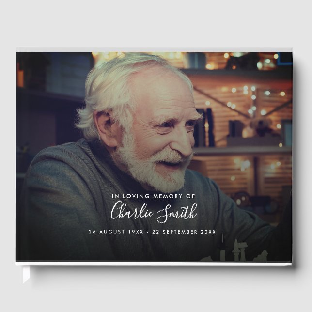 Livre D'or Moderne En Mémoire Amoureuse 2-Photo Funérailles (Recto)