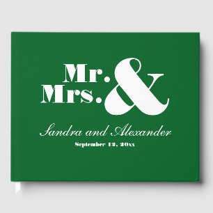 Livre D'or Moderne M. Mme Chic Mariage minimal Solid Green