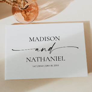 Livre D'or Moderne minimaliste Élégant Mariage noir blanc