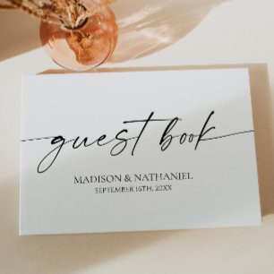 Livre D'or Moderne minimaliste Élégant Mariage noir blanc