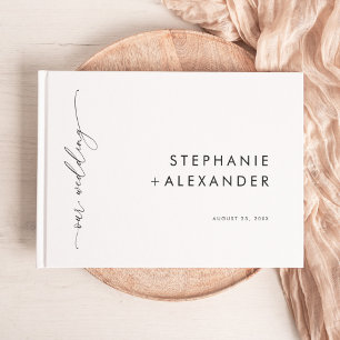 Livre D'or Moderne minimaliste noir et blanc Mariage simple